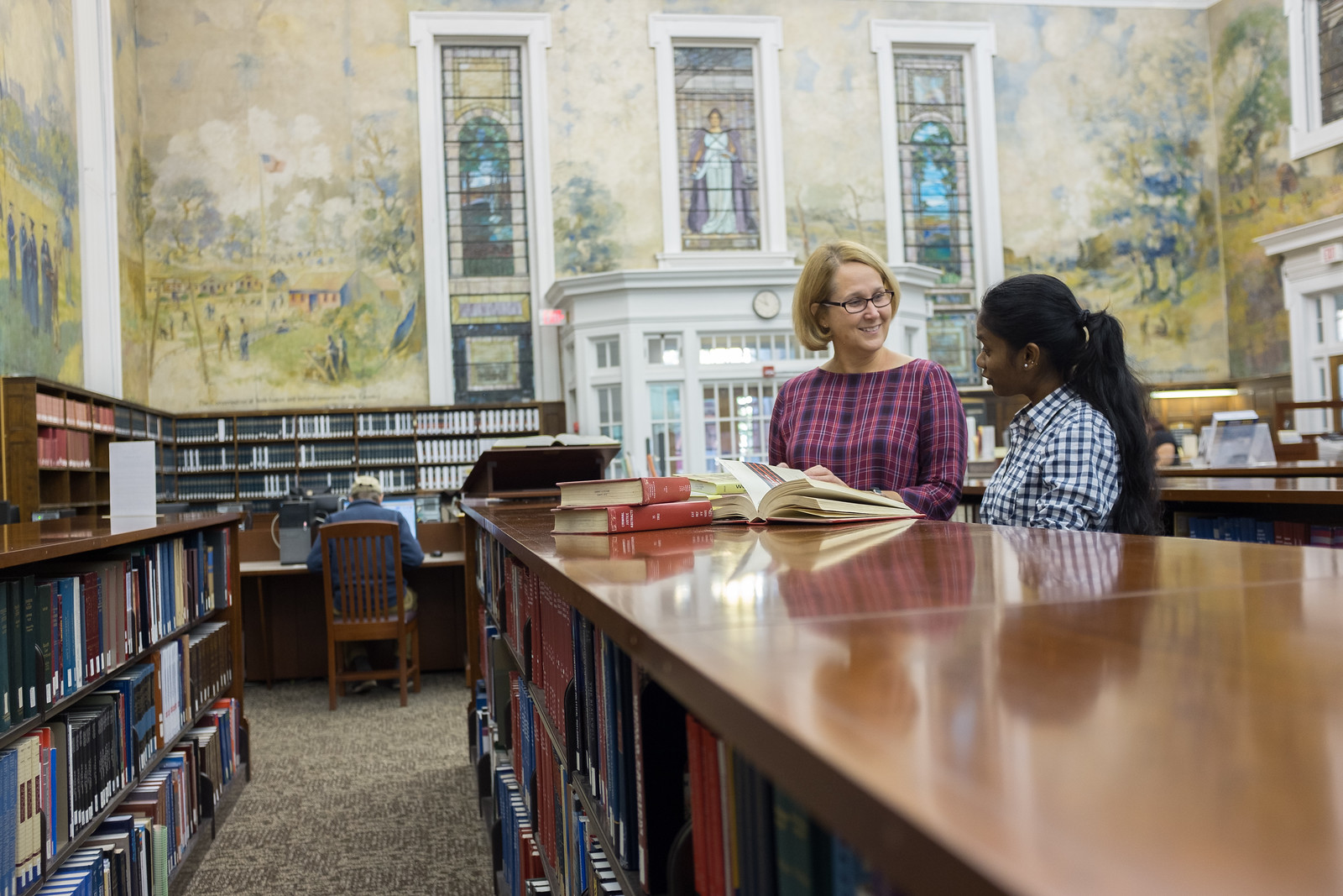 Librarian and Student at Dewey