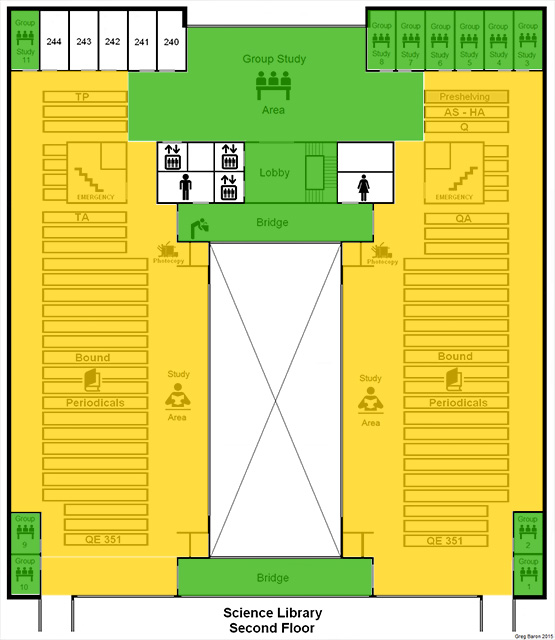 ZONE MAP - Science Library - Second Floor